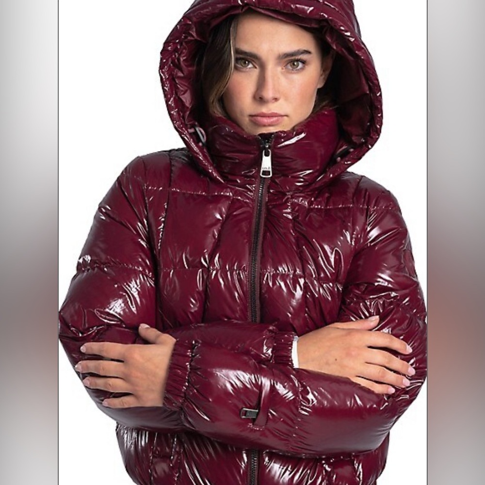 Lole Everly 650 Fill Down Hooded Jacket Burgundy Plum Womens Size Large NWT